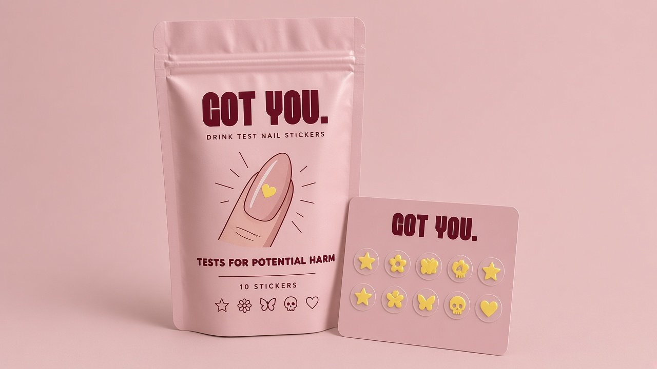 GOT YOU. drink test nail stickers pouch and sticker card